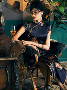 Aslin Hanfu Qipao-19 mome mulberry silk , Floral pattern, High-end long Qipao