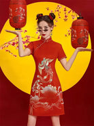 Red Qipao 2025 small size Chinese wedding and celebration dress