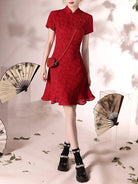 2025 red qipao dress short mermaid style for weddings and engagements