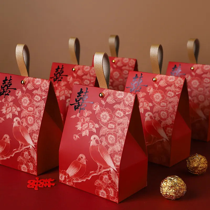 Red & Black Double Happiness Wedding Favor Box – Blossom & Bird (20pcs)