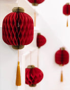 Traditional Red Honeycomb Lantern with Tassel (1 Pair)