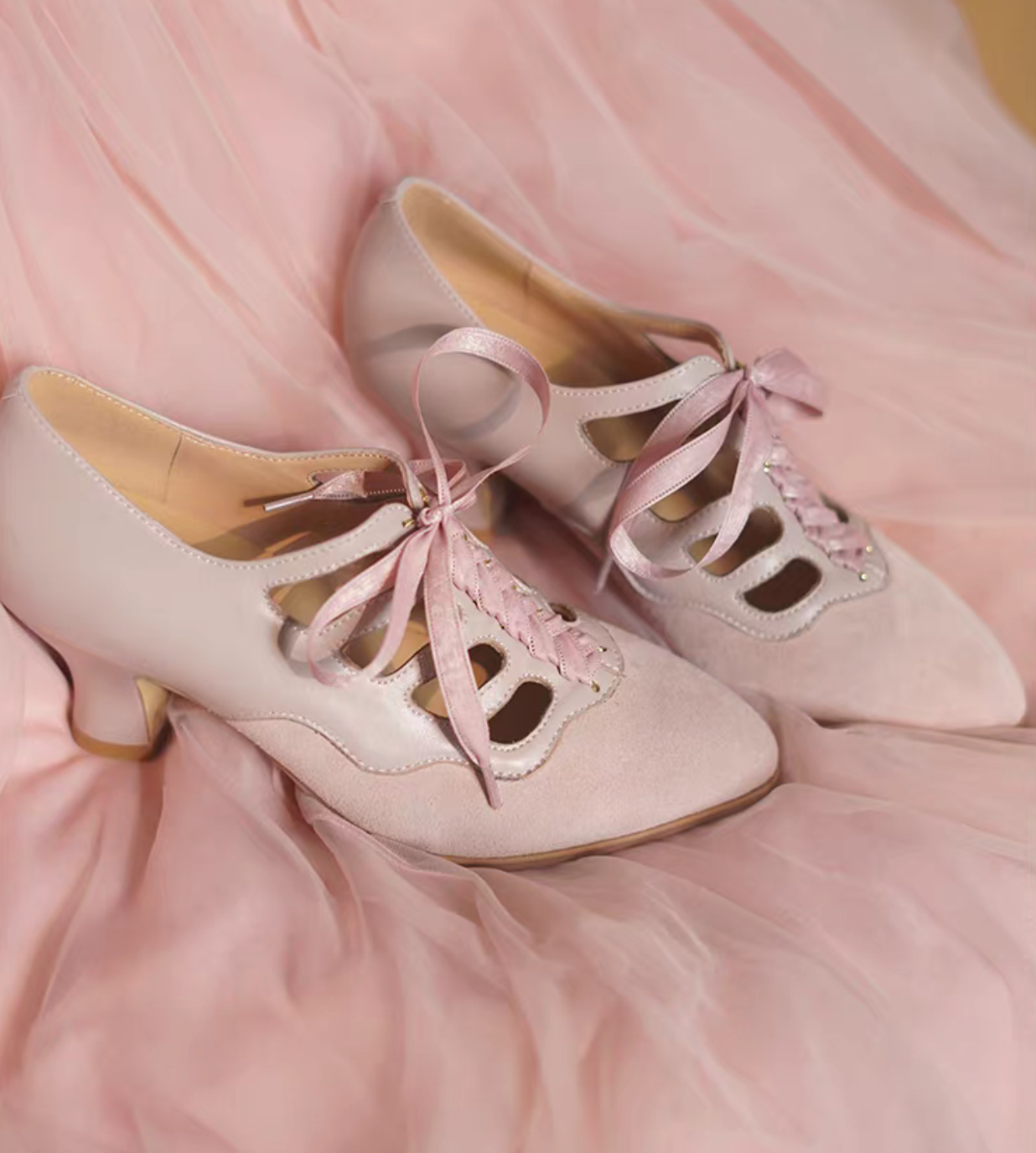 Blush Vintage Qipao Mary Jane Heels