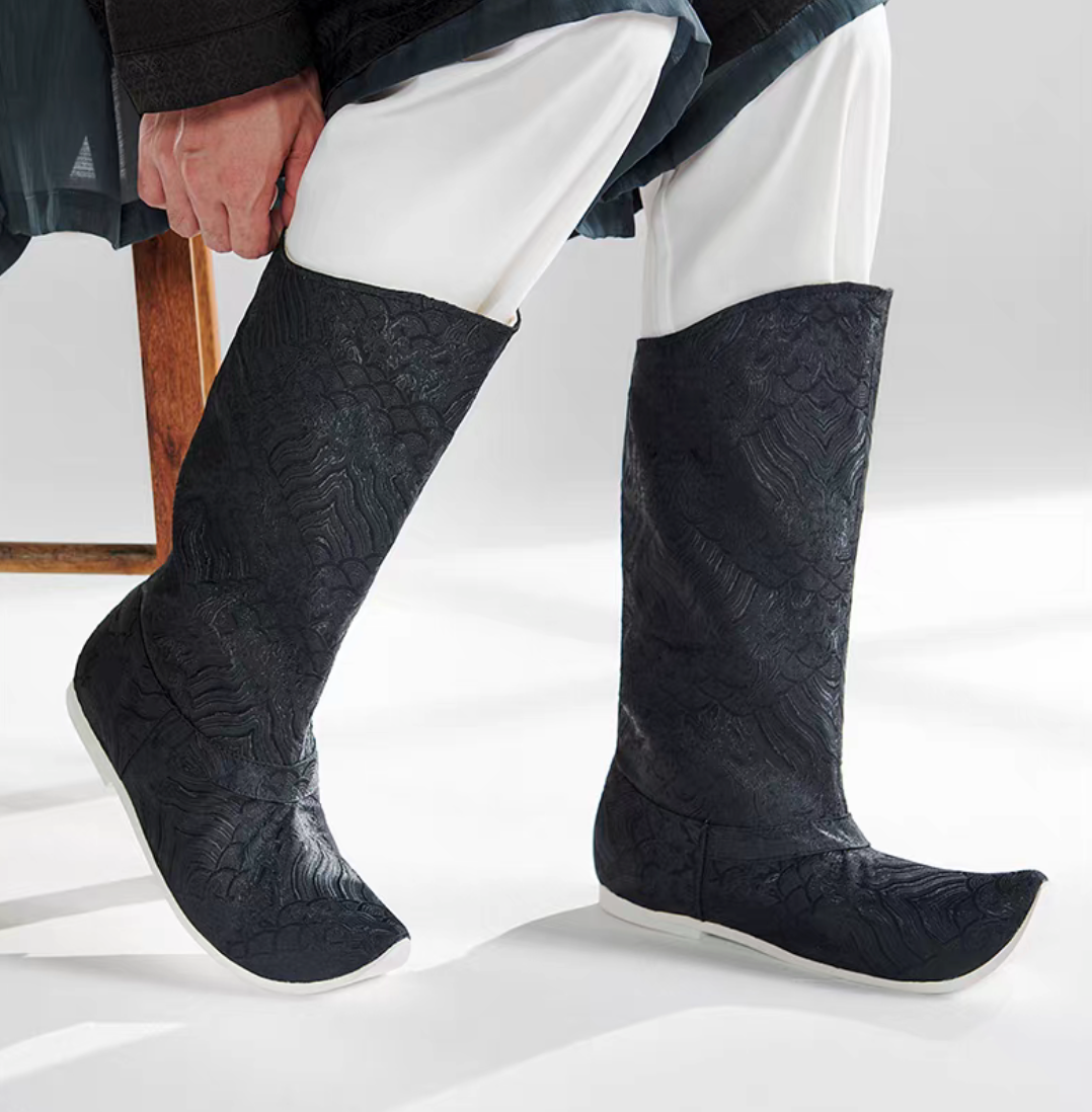 Brocade Traditional Chinese Hanfu Boots for Men