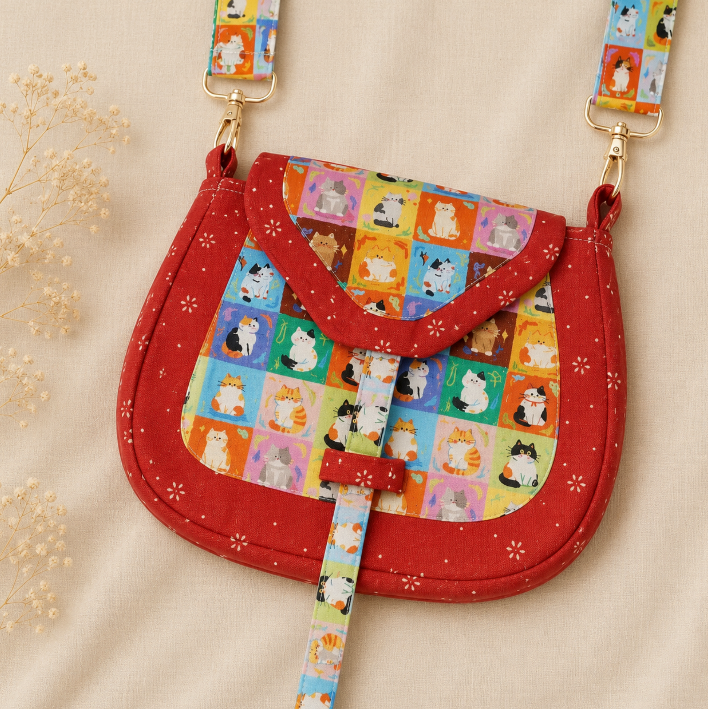 Tang Dynasty Lucky Cat Crossbody Bag