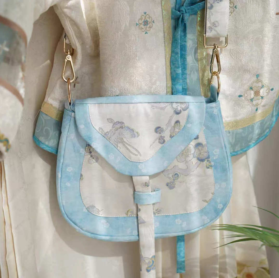 Tang Dynasty Blue Blossom Crossbody Bag