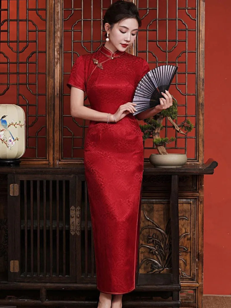 Aslin Hanfu Qipao- 19 mome mulberry silk, high-end long Cheongsam