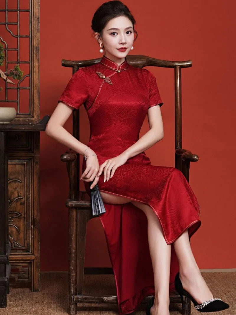 Aslin Hanfu Qipao- 19 mome mulberry silk, high-end long Cheongsam