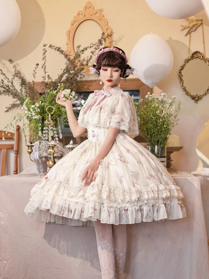 Sweetslolita Bellflower OP with elegant Edwardian collar