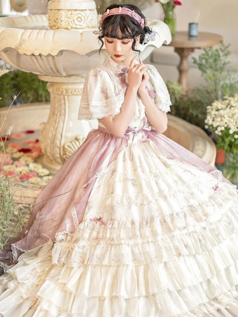 Sweetslolita Bellflower OP with elegant Edwardian collar