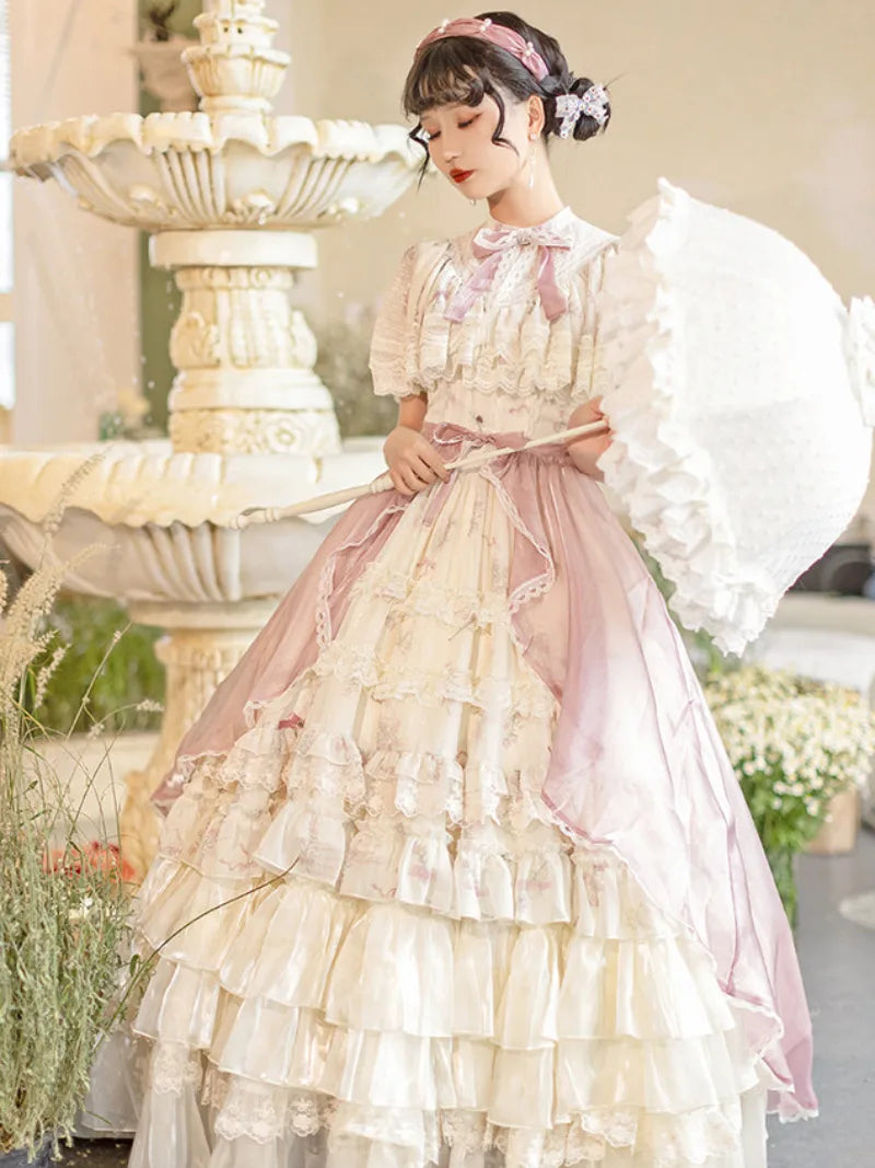 Sweetslolita Bellflower OP with elegant Edwardian collar