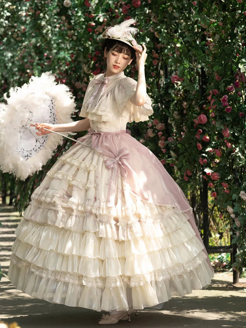 Sweetslolita Bellflower OP with elegant Edwardian collar