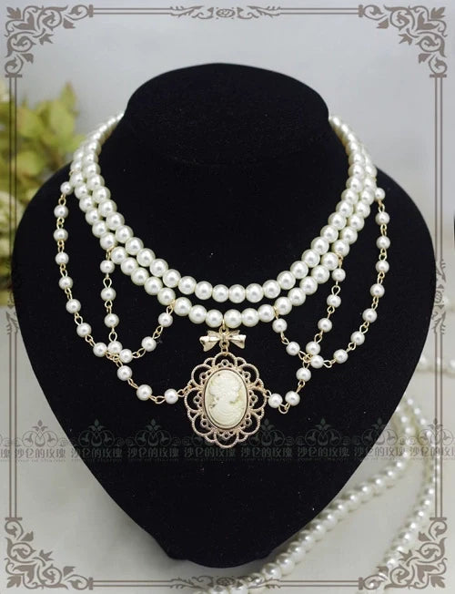 Manor Ball II - Retro Lolita Necklace Pearl Necklace