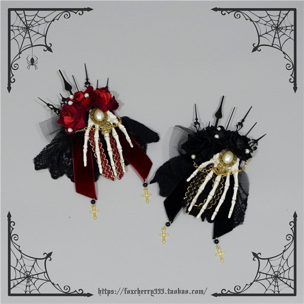 Gothic Lolita Rose Hand Bone Hairpins