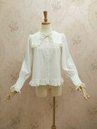 Solid Sweet Lolita Shirt, Lace Square Neckline