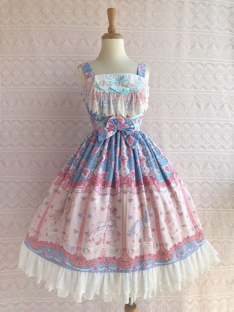 Rose Carousel - Sweet Lolita Carousel Printed JSK Dress