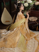 Tang Dynasty Hanfu Clothes embroidered peony ruqun with wide sleeves