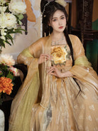 Tang Dynasty Hanfu Clothes embroidered peony ruqun with wide sleeves