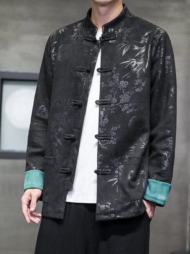 Bamboo pattern, Suede fabric Chinese Tang Suit Jacket