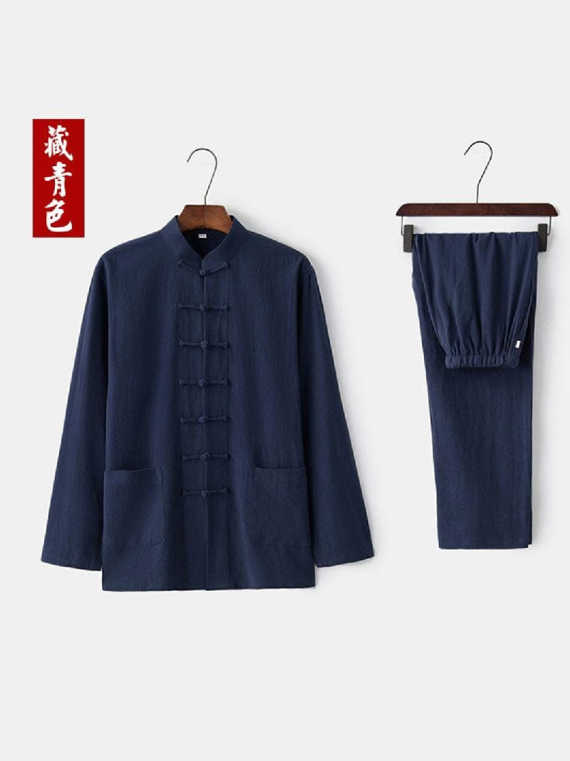 Aslinhanfu Linen fabric, Chinese Tang Suit set, Kong fu Suit set
