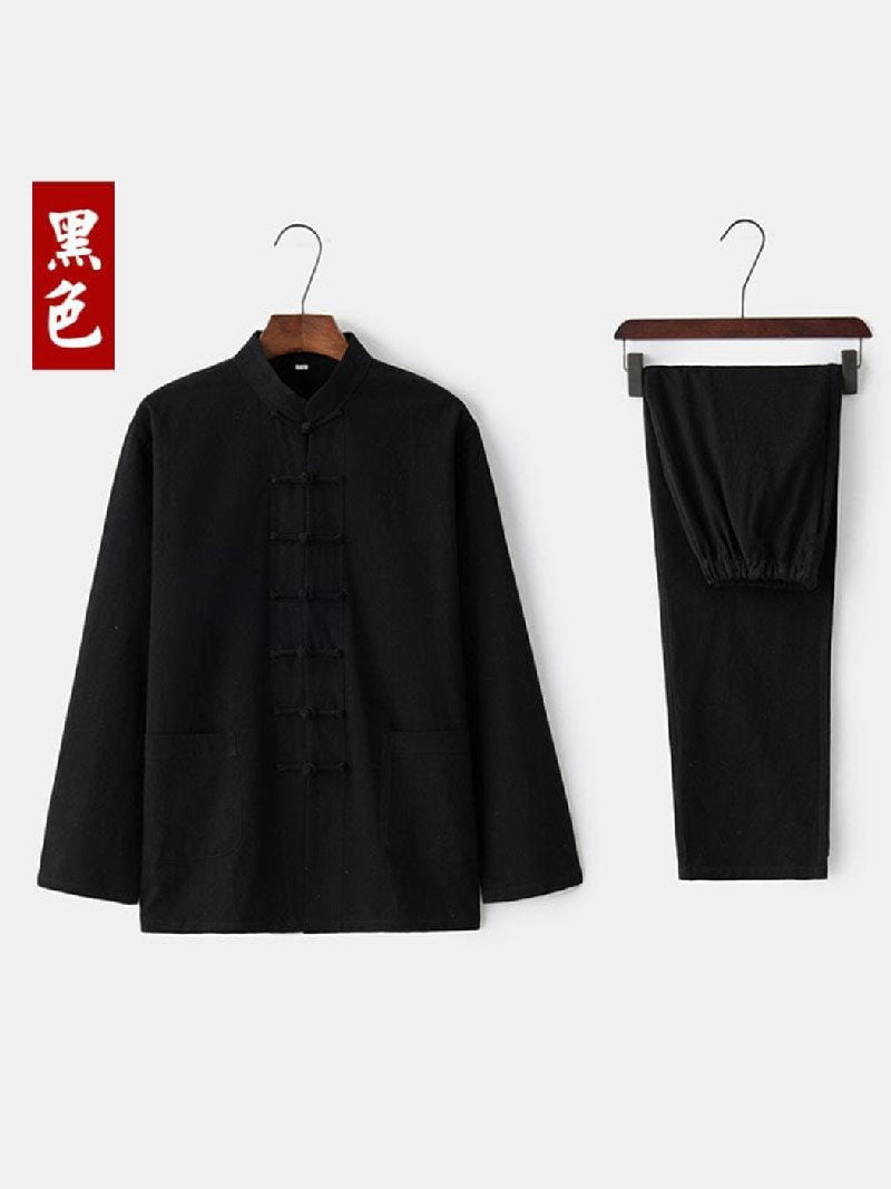 Aslinhanfu Linen fabric, Chinese Tang Suit set, Kong fu Suit set