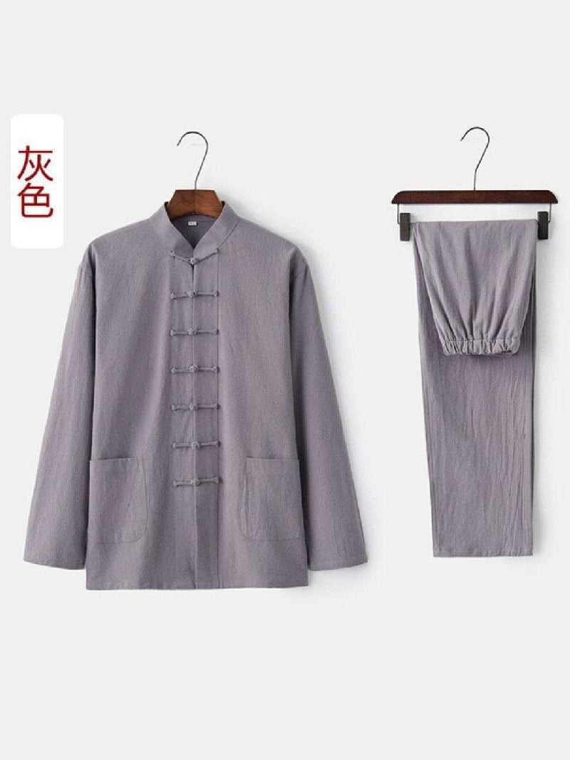 Aslinhanfu Linen fabric, Chinese Tang Suit set, Kong fu Suit set