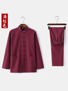 Aslinhanfu Linen fabric, Chinese Tang Suit set, Kong fu Suit set