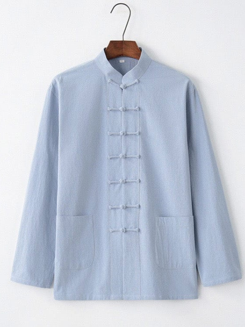 Aslinhanfu Linen fabric, Chinese Tang Suit set, Kong fu Suit set