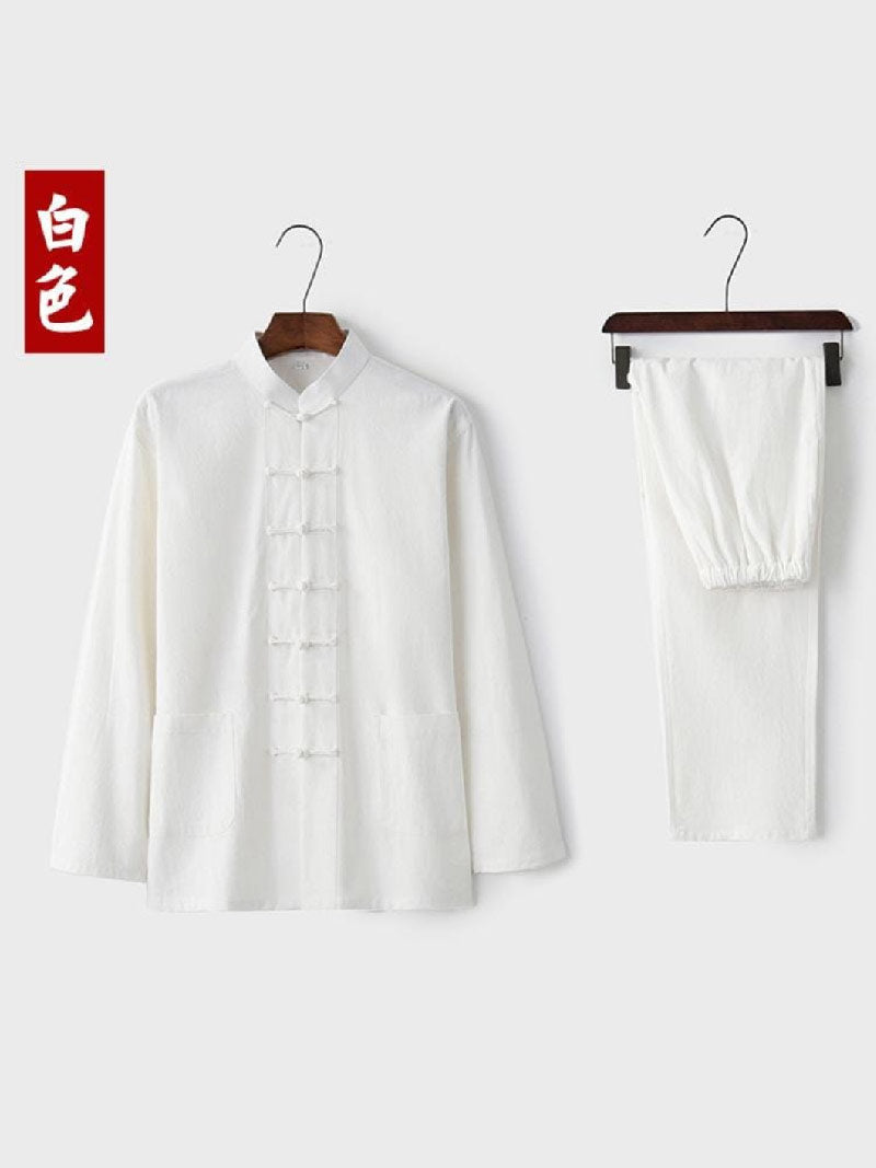 Aslinhanfu Linen fabric, Chinese Tang Suit set, Kong fu Suit set
