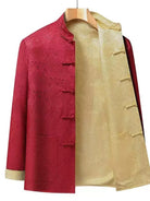 Aslinhanfu Reversible Chinese Tang Suit Jacket, Double-Sided Sea Wave Mandarin Collar Coat for Dad