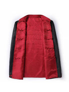 Aslinhanfu Reversible Chinese Tang Suit Jacket, Double-Sided Sea Wave Mandarin Collar Coat for Dad