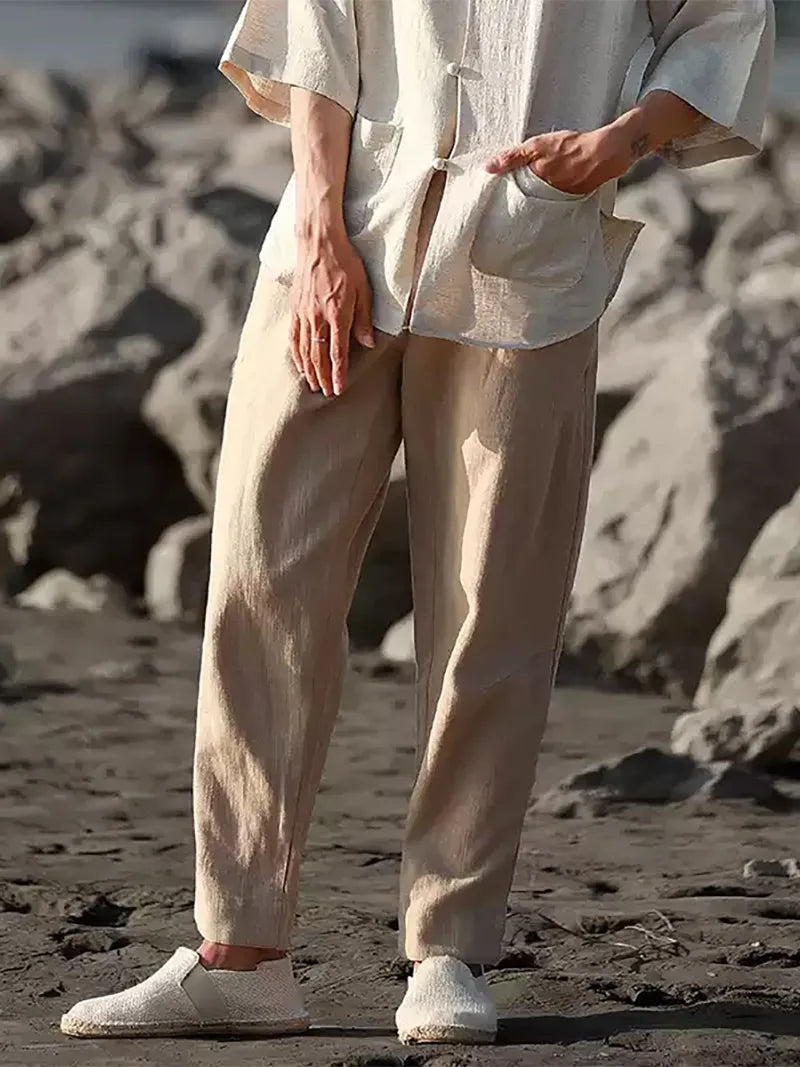 Tang Suit Pants | Chinese Linen Cotton Loose Casual Trousers for Men