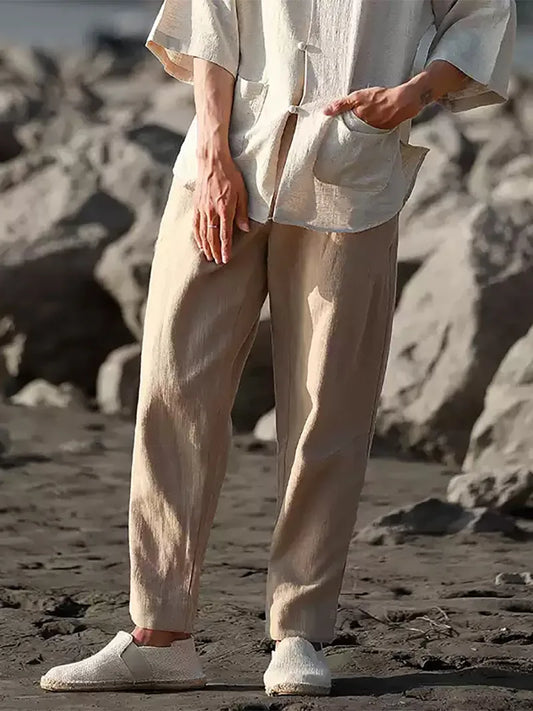 Tang Suit Pants | Chinese Linen Cotton Loose Casual Trousers for Men