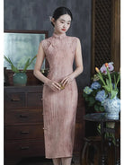 Traditional Chinese  Pastel Pink Sleeveless Qipao Dress