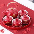 Traditional Chinese Wedding Double Happiness Tea Set | Golden Harmony