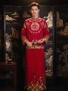 Traditional Red and Gold Double happiness Groom's Tang Suit Gown