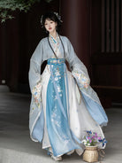 Elegant Wei Jin Clothes Hanfu set for women with cross-collar and flowing skirt