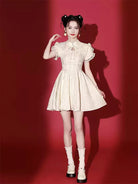 Stunning White Qipao Dress 2025 – Modern Short Chinese Dress for Women