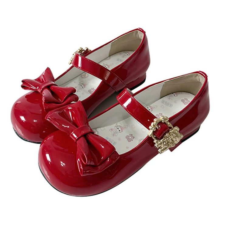 Bowknot Round-Toe Low Heel Sweet Lolita Mary Jane Shoes 4 Colors