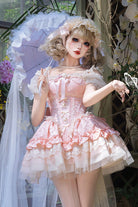 Pink Sleeveless Multi-Layered Ruffle Bowknot Lace Lace-Up Sweet Princess Lolita Jsk Dress