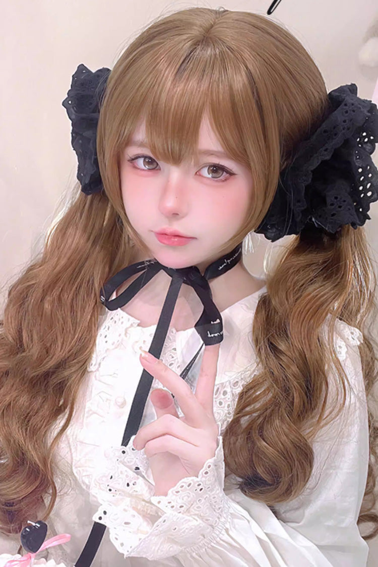 Golden Brown [Doll Pact] Claw-Clip Twin Ponytails Sweet Japanese Lolita Long Curly Wig