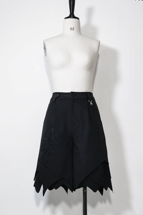 Black Spooky Shadow Irregular High Waisted Ouji Lolita Shorts