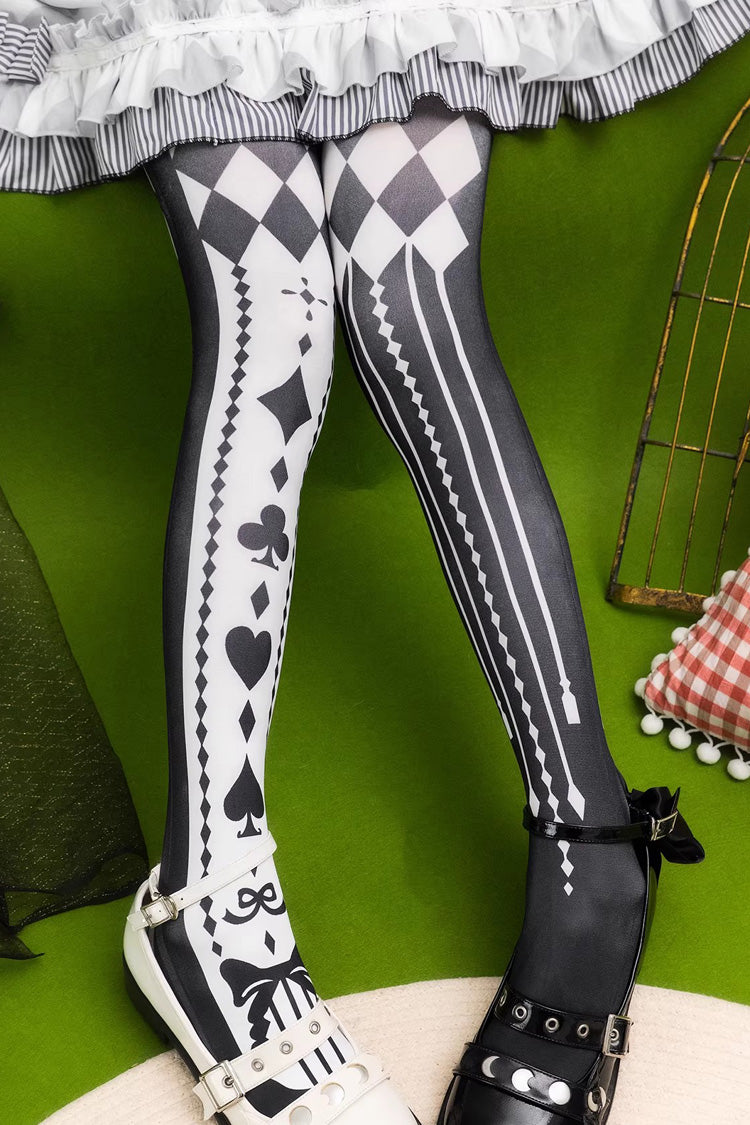 [Alice in Wonderland] Poker Printed Gothic Lolita Tights 5 Colors