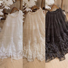 Pleated Heart - Elegant Lolita Petticoat with Dotted Gauze Hem