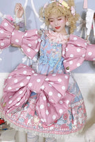 Pink/White Polka Dot Print Bowknot Shaped Sweet Lolita Backpack