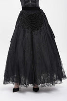 Black Floral Embroidered Beaded Women's Gothic Long Skirt