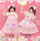 Bear Cake - Sweet Lolita JSK & OP Dress, Bear & Dessert Print