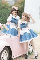 Blue [Cowboys Are Busy] Ruffle Bowknot Sweet Lolita Strap Dress