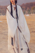 Beige Chinese Style Ancient Costume Knight Wide Sleeved Classic Mens Hanfu Full Set