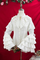 [The Angel of Good and Evil] Long Trumpet Sleeves Multi-Layered Ruffled Lace Classic Elegant Lolita Blouse 4 Colors