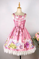 [Bunny Star Paradise] Sleeveless Print Ruffle Bowknot Lace Sweet Lolita Jsk Dress 4